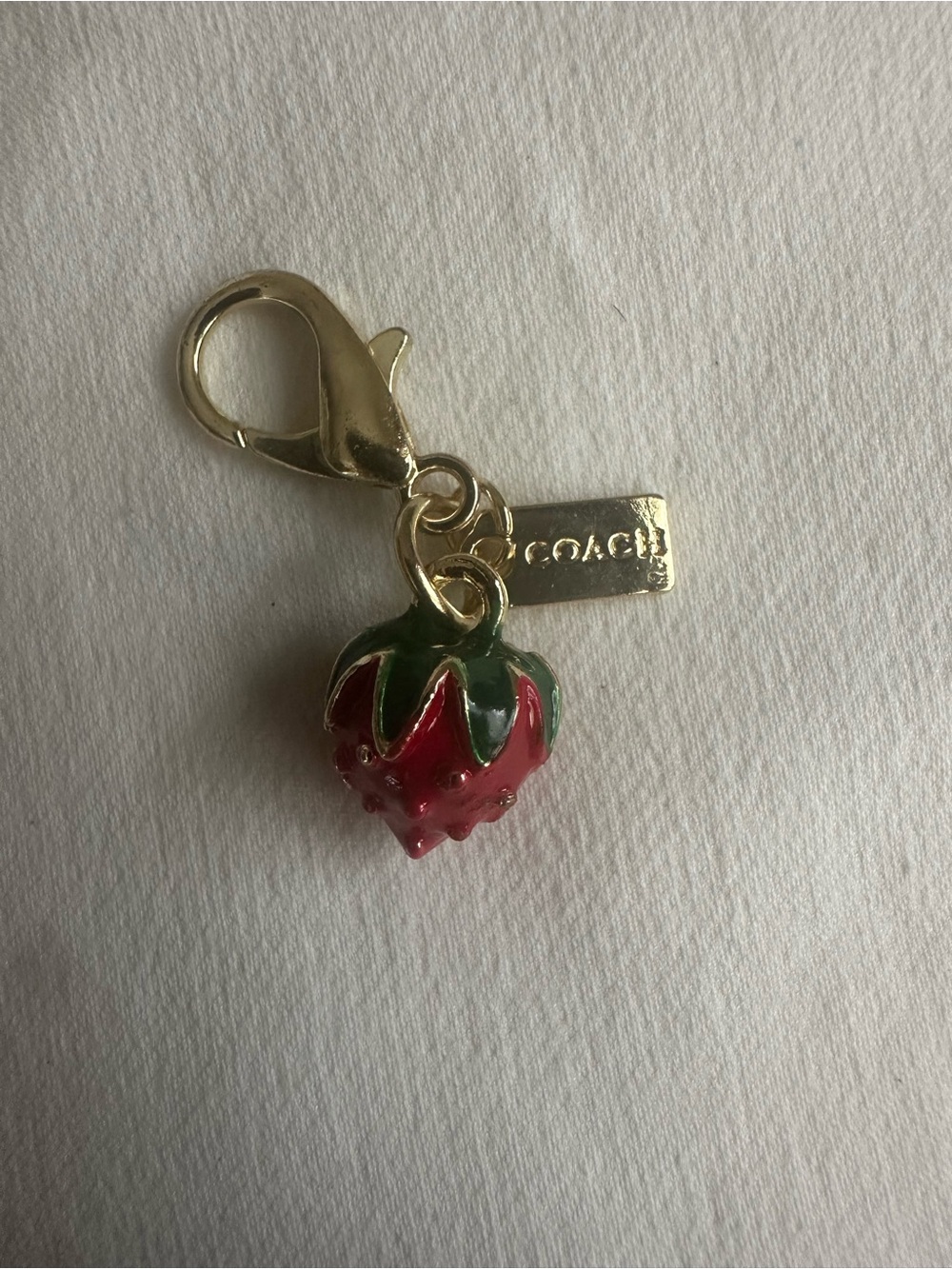 COACH Gold-Tone Strawberry mini Charm - Red & Green